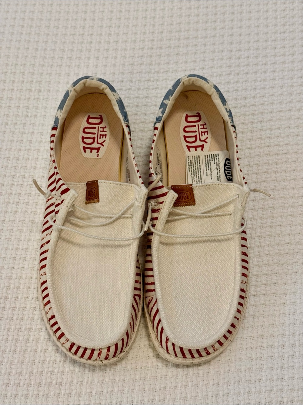 NWOT HEYDUDE Wendy Funk Americana Stars American Flag Shoes Women’s 10